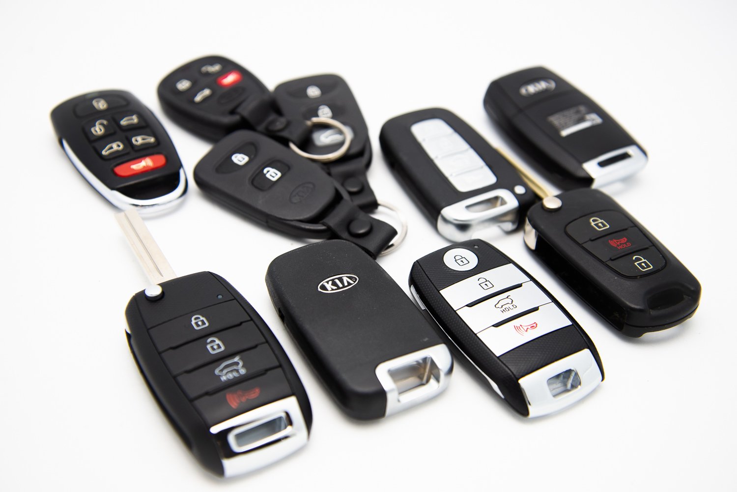 Collection of automotive keys and key fobs